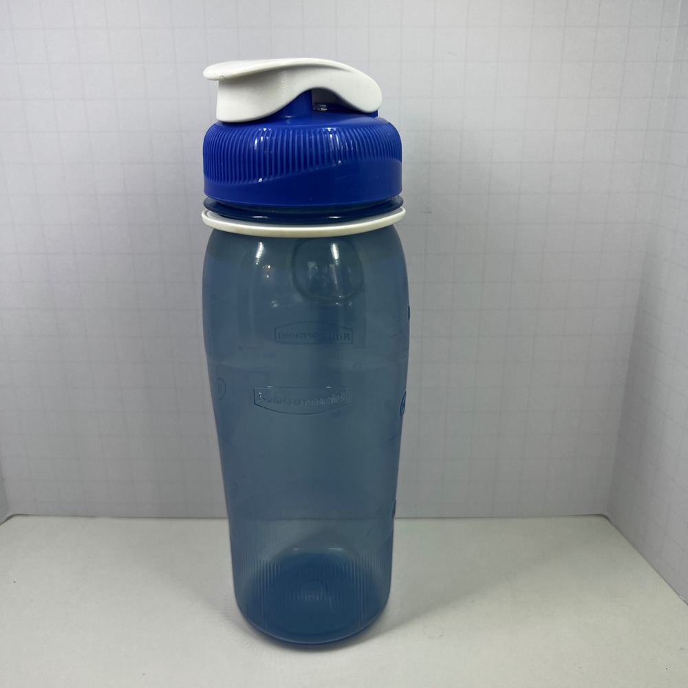 Rubbermaid 20oz Blue Water Bottle Flip Top Lid BPA Free 590ml Finger Loop